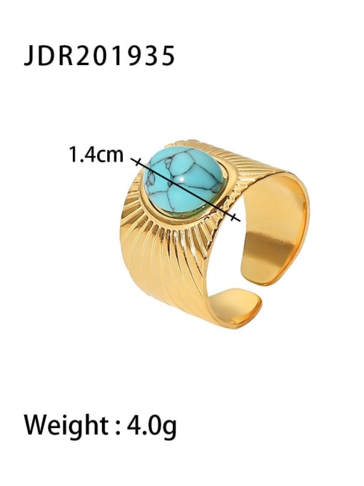 JDR201935 Stainless steel Turquoise Geometric Vintage Ring