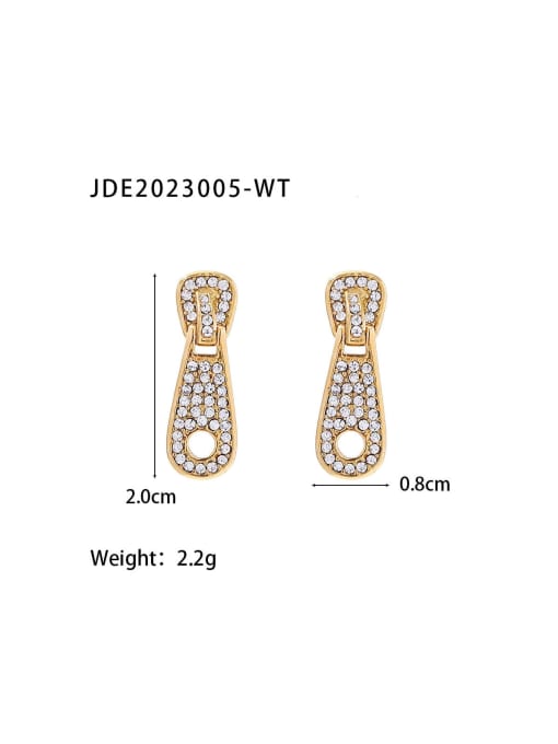 JDE2023005 WT Stainless steel Cubic Zirconia zipper Dainty Stud Earring