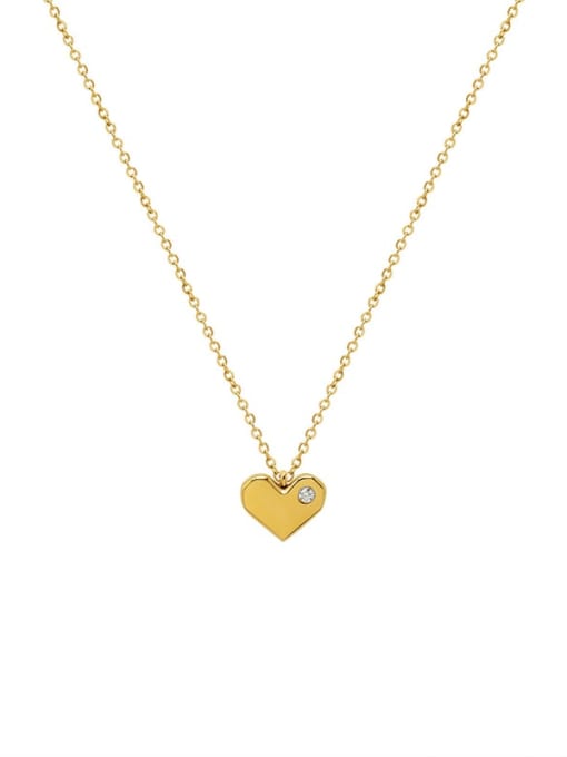 Gold necklace 40+5cm Titanium 316L Stainless Steel Rhinestone Heart Minimalist Necklace with e-coated waterproof