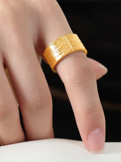 A627 Gold Ring Titanium Steel Geometric Trend Band Ring