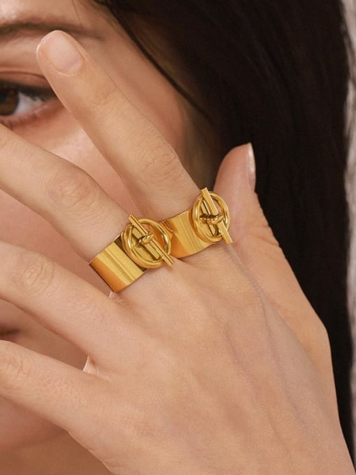 MAKA Stainless steel Geometric Hip Hop Band Ring 2