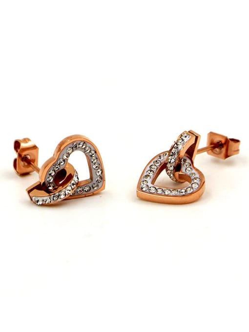 K.Love Titanium Rhinestone Heart Minimalist Stud Earring 3
