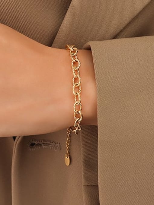 E059 gold thick chain bracelet Titanium Steel Vintage Irregular Bracelet and Necklace Set