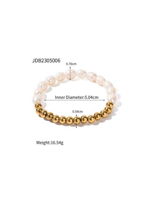 J&D Stainless steel Freshwater Pearl Geometric Minimalist Handmade Beaded Bracelet 2