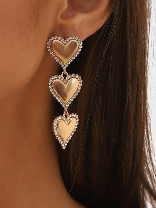 MeiDi-Jewelry Alloy Rhinestone Heart Trend Drop Earring 1