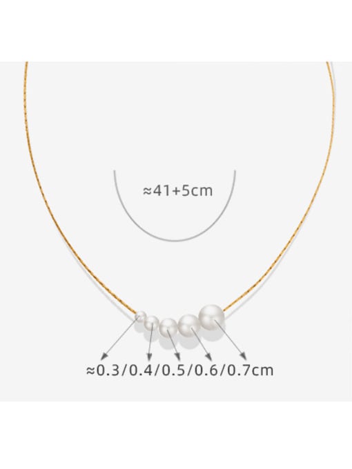 MAKA Titanium Steel Freshwater Pearl Geometric Minimalist Necklace 2