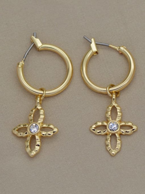 YAYACH European and American alloy KC gold coin awn star Diamond Earrings 2