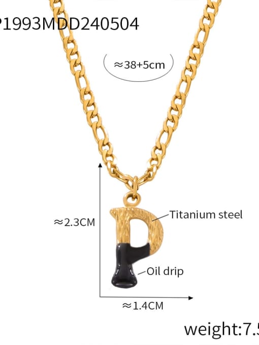 P1993 Gold Black Necklace P Titanium Steel Letter Hip Hop Necklace