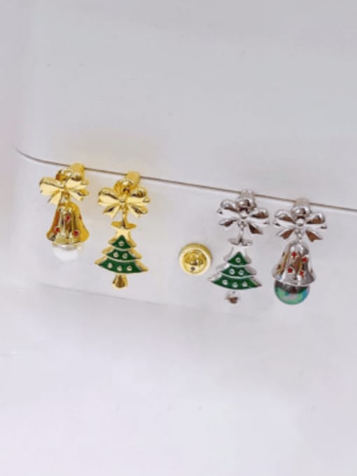 Clioro Brass Rhinestone Tree Cute Stud Earring