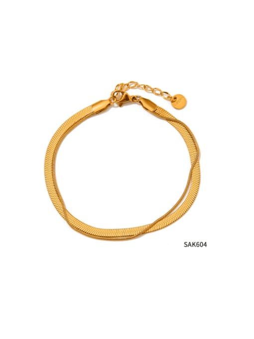 SAK604 Gold Stainless steel Geometric Hip Hop Snake Bone Chain Strand Bracelet