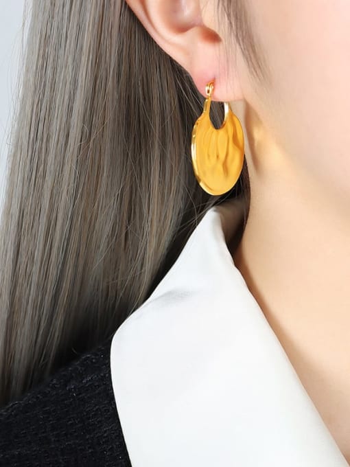 F753 Gold Earrings Titanium Steel Geometric Trend Drop Earring