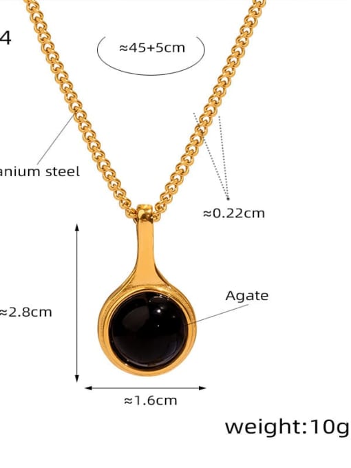 P1674 Gold Agate Pendant Necklace 45 5cm Titanium Steel Natural Stone Geometric Trend Necklace