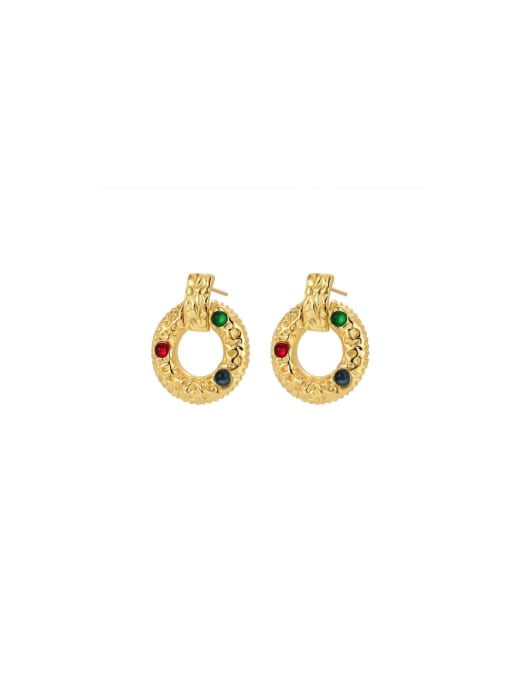 Clioro Brass Cubic Zirconia Round Trend Stud Earring