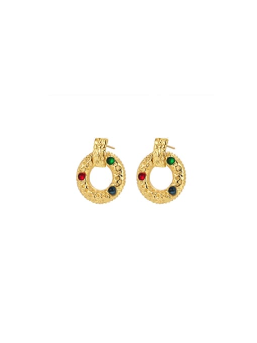 QJM Brass Cubic Zirconia Round Trend Stud Earring
