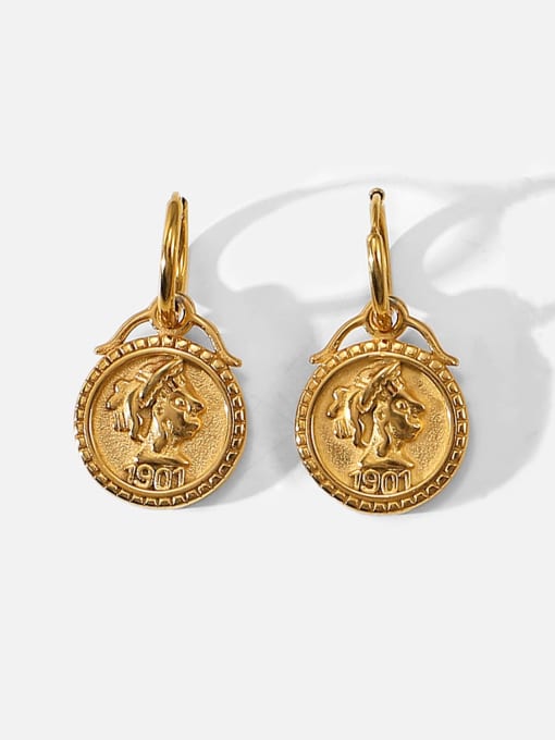 J&D Stainless steel Medallion Vintage Huggie Earring 0