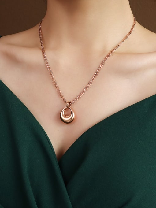 rose gold 55cm Titanium 316L Stainless Steel Geometric Vintage Necklace with e-coated waterproof