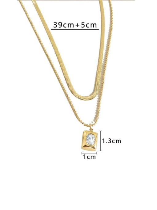 Clioro Stainless steel Cubic Zirconia Geometric Trend Multi Strand Necklace 3