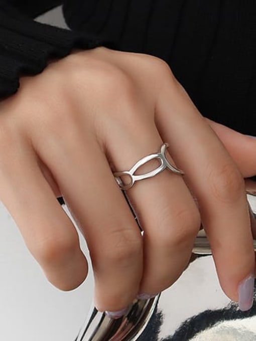Steel 8-shaped hollow open ring Titanium Steel Geometric Trend Band Ring