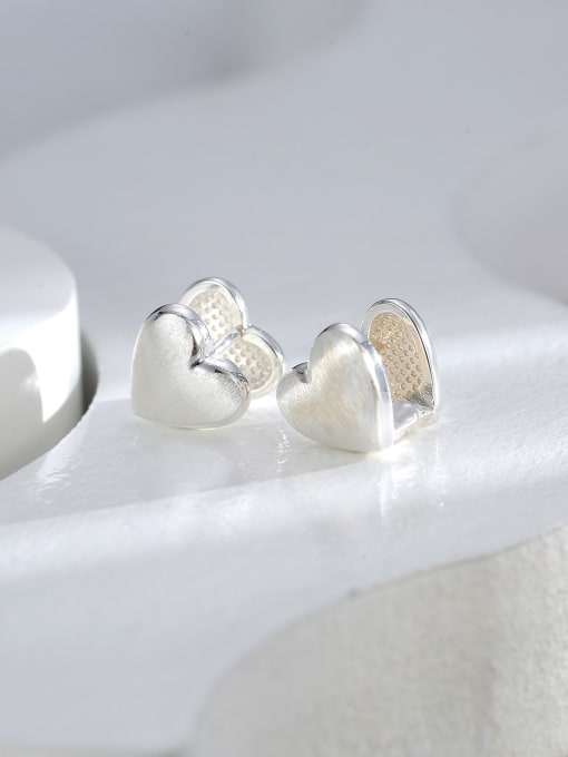 H01531 steel color Brass Heart Dainty Huggie Earring