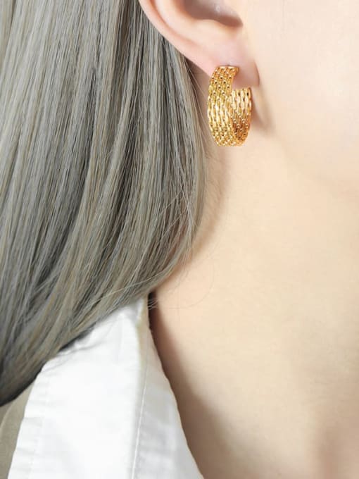 F736 Gold Earrings Titanium Steel Geometric Trend Hoop Earring