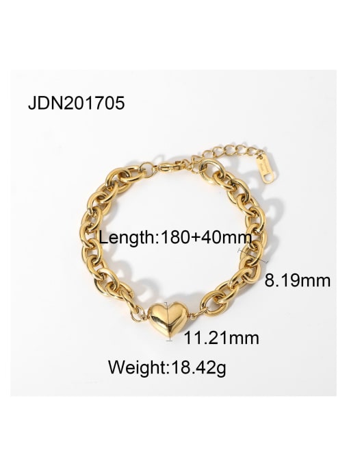 JDB201705 Stainless steel Heart Trend Link Bracelet