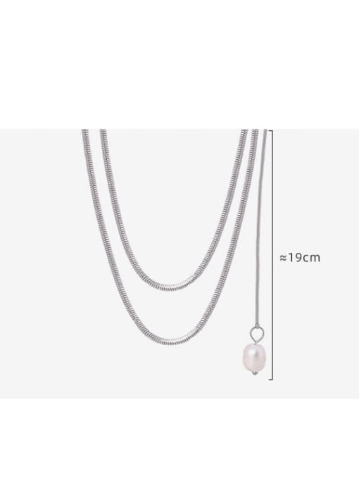 MAKA Titanium Steel Freshwater Pearl Tassel Dainty Long Strand Necklace 2