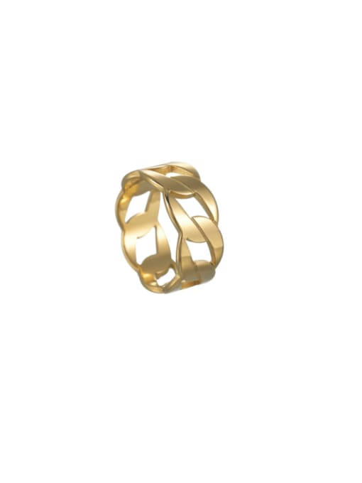 gold Stainless steel Hollow Geometric Minimalist  Chain Men's Ring