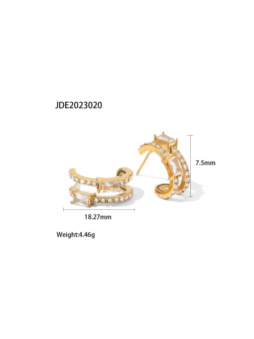 JDE2023020 Stainless steel Cubic Zirconia Geometric Dainty Stud Earring