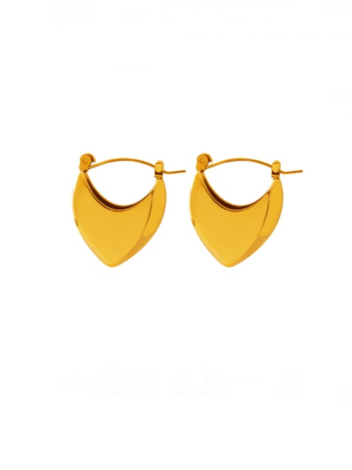 F010 Gold Earrings Titanium Steel Smooth Heart Minimalist Huggie Earring