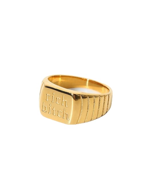 J&D Stainless steel Letter Geometry Trend Band Ring 0