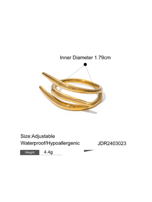 JDR2403023 gold Stainless steel Geometric Hip Hop Stackable Ring