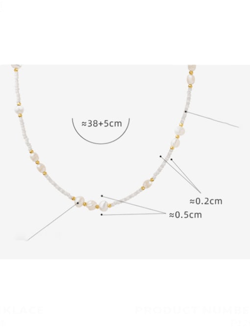 MAKA Titanium Steel Freshwater Pearl Geometric Minimalist Necklace 3