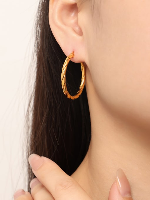 F1414 Gold Earrings Titanium Steel Geometric Minimalist Hoop Earring