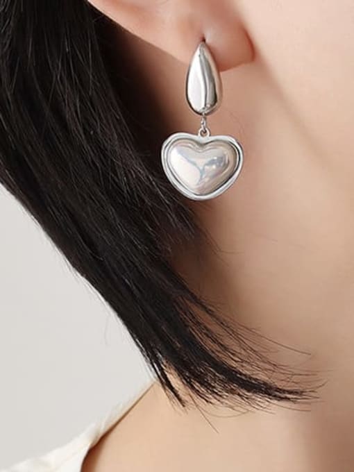 F095 steel Titanium Steel Shell Heart Minimalist Drop Earring