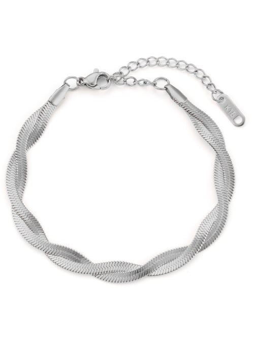 SL160 Double Layer Bracelet Titanium Steel Snake Bone Chain Minimalist Necklace