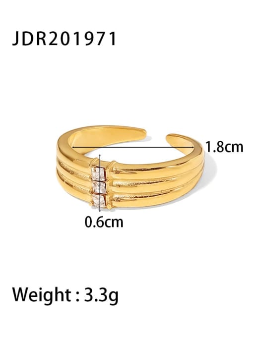 JDR201971 Stainless steel Cubic Zirconia Geometric Trend Band Ring