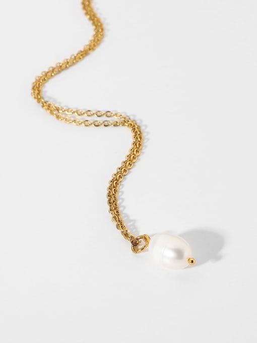 J&D Stainless steel Freshwater Pearl Ball Dainty Necklace