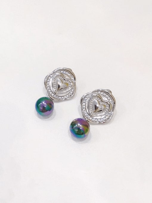 Clioro Brass Imitation Pearl Flower Vintage Drop Earring 4