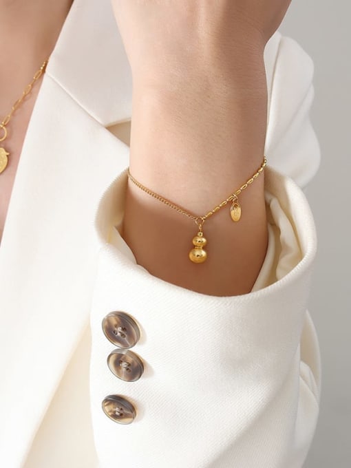 E334 gold bracelet 15 5cm Trend Titanium Steel fenugreek necklace bracelet anklet jewelry set