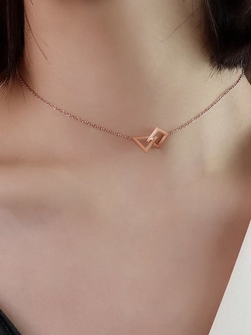P222 rose gold 30+5cm Titanium 316L Stainless Steel Geometric Minimalist Necklace with e-coated waterproof