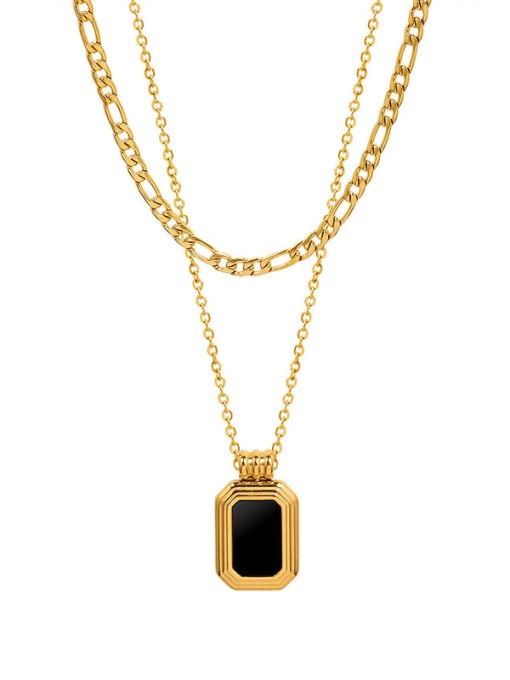 Black shell+ gold Titanium 316L Stainless Steel Shell Geometric Vintage Multi Strand Necklace with e-coated waterproof