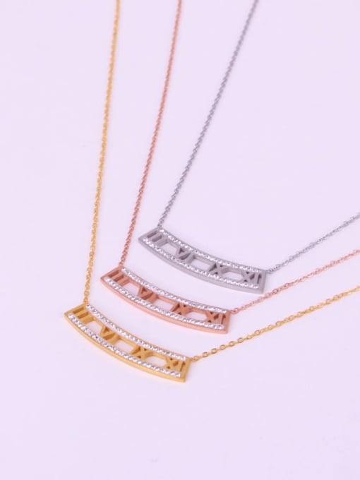 K.Love Titanium Rhinestone Number Minimalist Necklace
