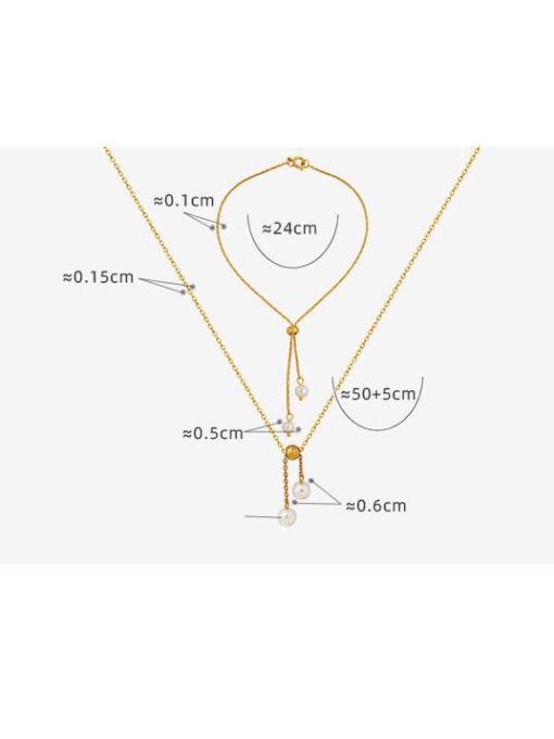 MAKA Trend Tassel Titanium Steel Imitation Pearl Bracelet and Necklace Set 2