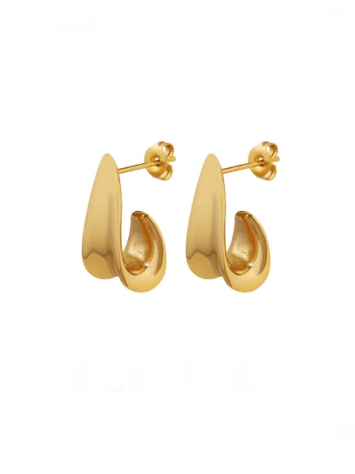 F231 Gold Earrings Titanium Steel Geometric Hip Hop Stud Earring