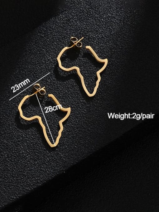 Gold height 28mm Stainless steel Geometric Minimalist Map of Africa Chandelier Earring