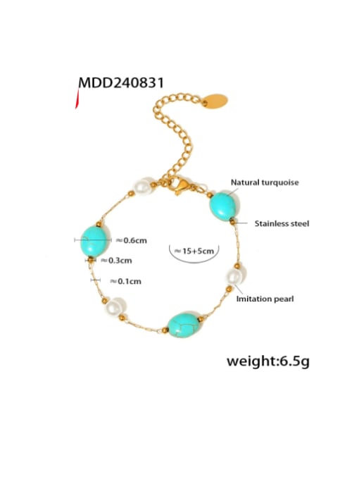 TXE118 Gold Bracelet Stainless steel Minimalist Irregular  Turquoise  Bracelet and Necklace Set