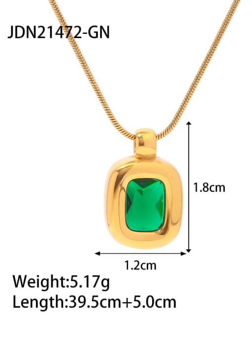 JDN21472 GN Stainless steel Cubic Zirconia Green Geometric Trend Necklace