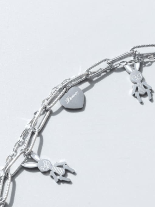 MAKA Titanium 316L Stainless Steel Heart Vintage Strand Bracelet with e-coated waterproof 2