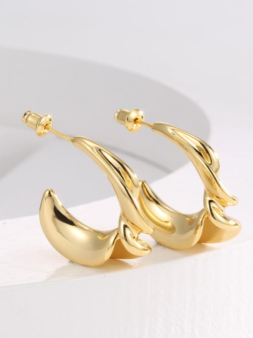 H02122 Gold Brass Geometric Trend Stud Earring