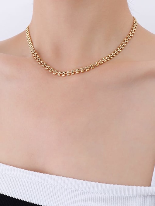 P1139 gold necklace 40+ 5cm Titanium Steel Vintage Irregular   Bracelet and Necklace Set